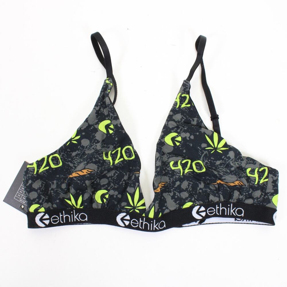 Ethika Bra Womens Medium 420 Bralette Wireless Unlined Adjustable Strap Closure